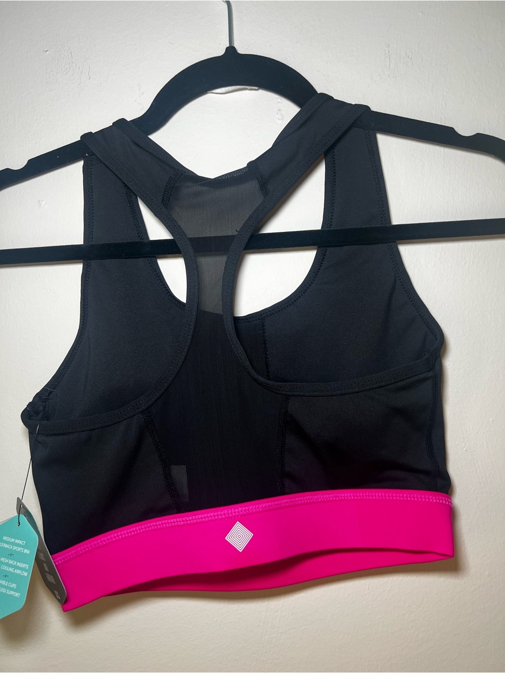 LuLaRoe Black Sports Bra with Hot Pink Band - Picture 3 of 4